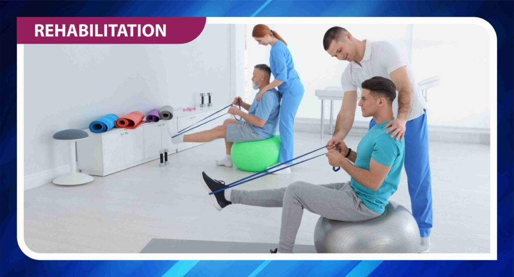 Physiotherapy rehabilitation program in progress